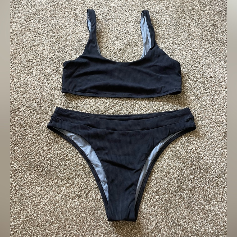 Jolyn - Black Ribbed Bikini Set
